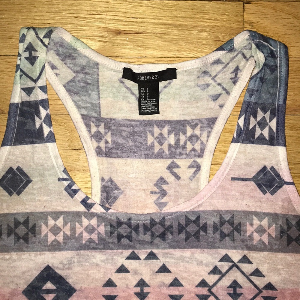 Multi Color Aztec Print Racer Back Tank Top - Picture 2 of 3